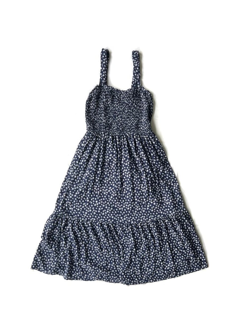GAP lined smocked midi dress, navy floral, size small